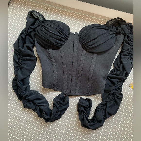 COPY - Ya Ya & Co sz sml   Bustier w/sheer sleeves. - Picture 3 of 9